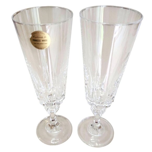 Princess House Other - 2 Princess House Esprit Crystal Champagne Flutes 7" Glasses elegant cut glass